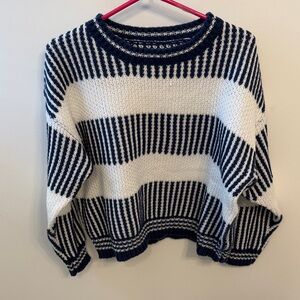 Striped Navy and White Women's Crew Neck Sweater